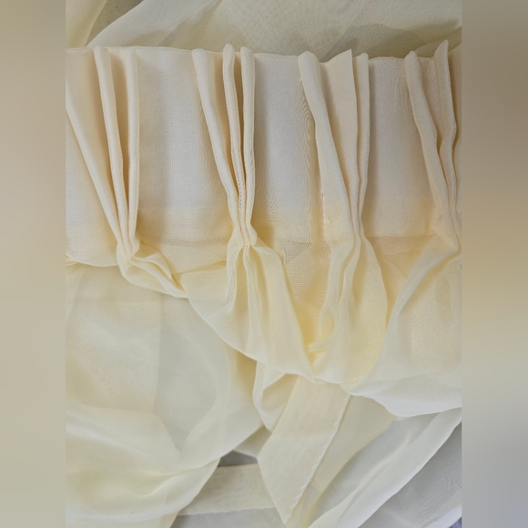 Vintage 1970s Yellow Sheer Curtain Panel | Retro Window Drapery | Gathered - Picture 6 of 8